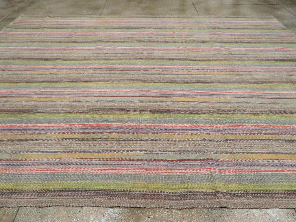 Contemporary Modern Handmade Turkish Flatweave Kilim Large Room Size Carpet For Sale