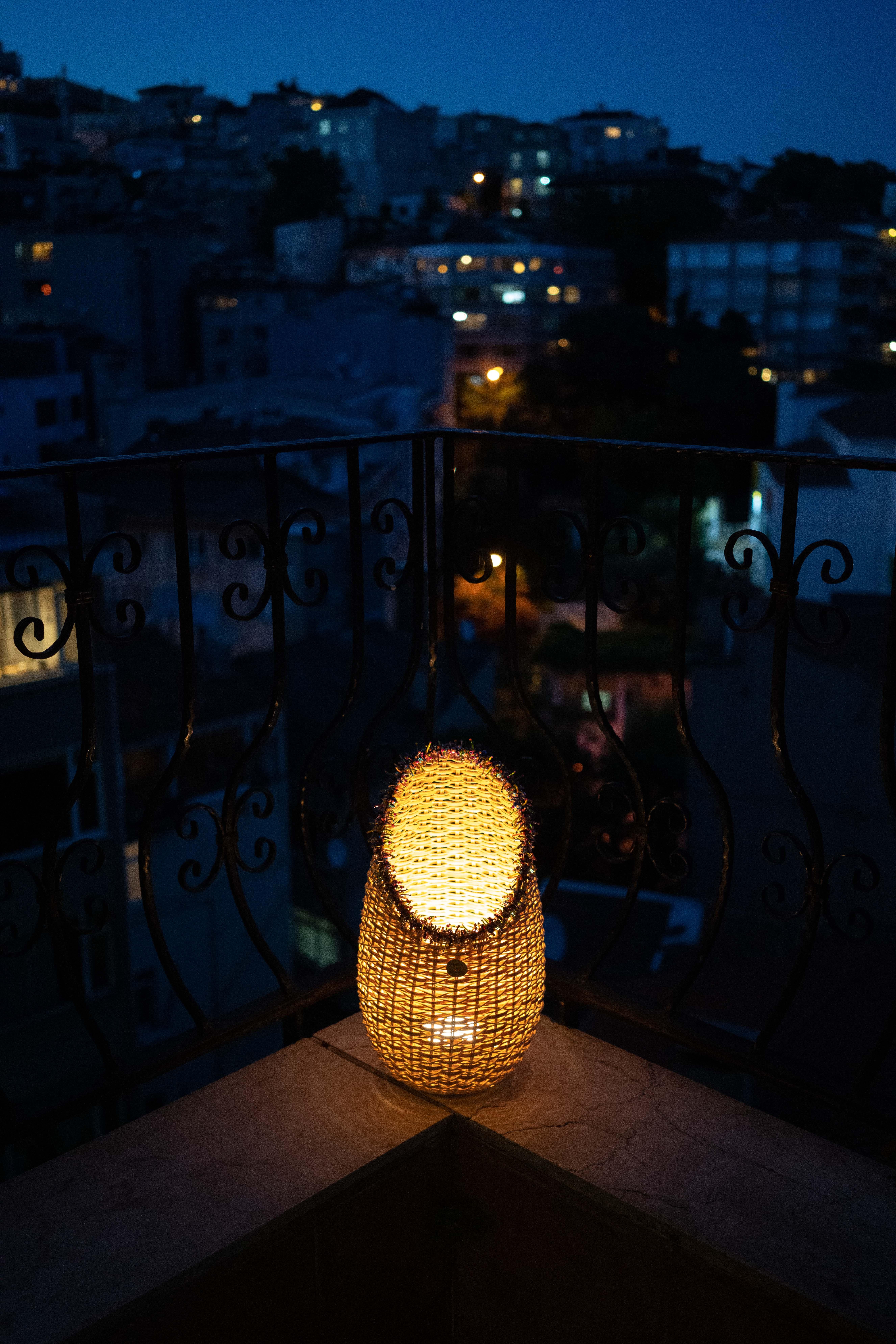 Modern Handmade Wicker Cordless Lantern In New Condition For Sale In Lisbon, PT