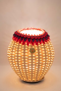 Modern Handmade Wicker  Cordless Table Lamp