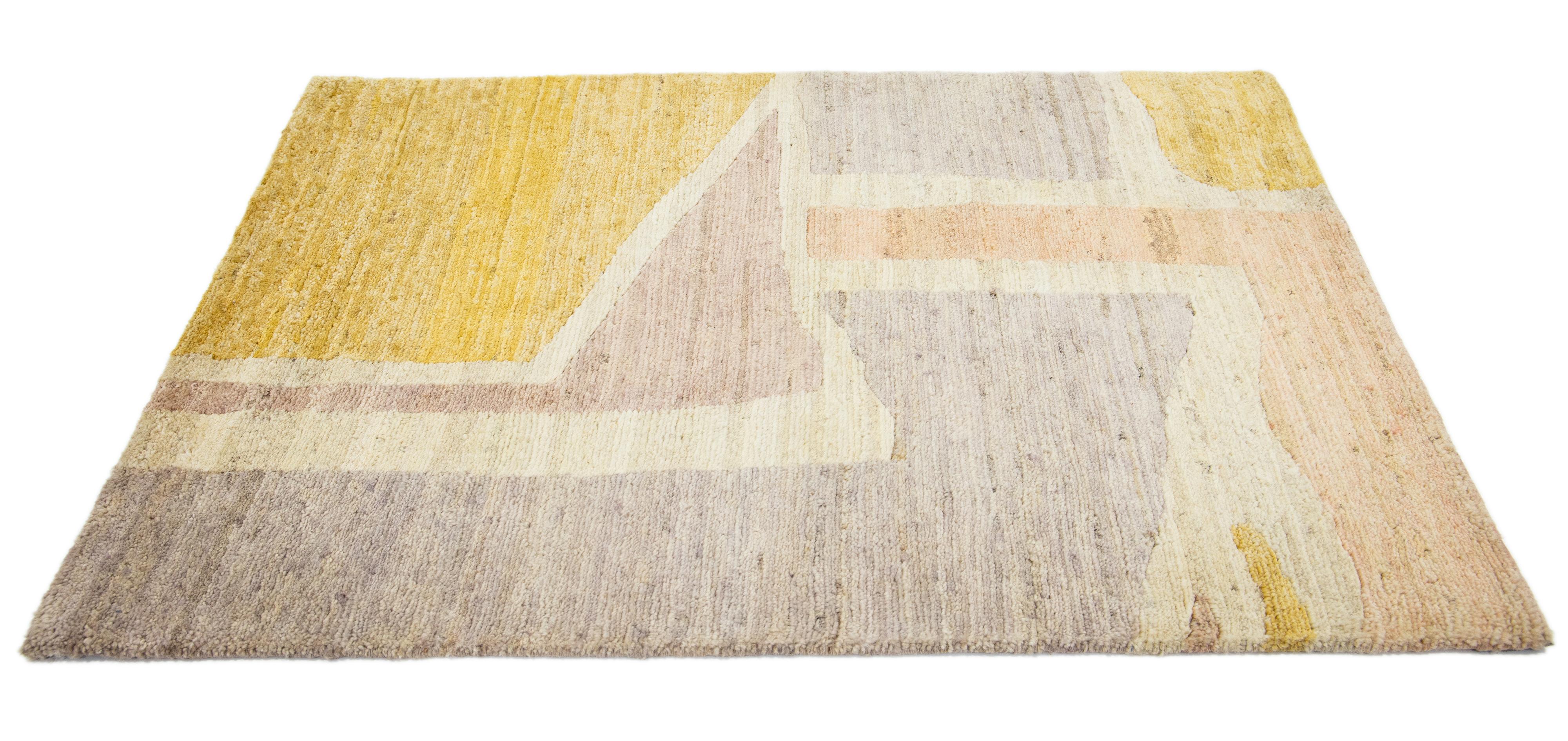Apadana's Modern custom wool rug. Custom sizes and colors made-to-order. 

Material: Wool 
Techniques: Hand-Knotted
Style: Modern Abstract
Lead time: Approx. 15-16 wks available 
Colors: As shown, other custom colors are available. 
Origen: