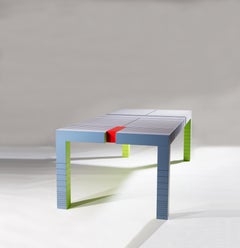 Modern Handpainted Rectangular Dining Table Dilmos Colorful Geometric Graphic