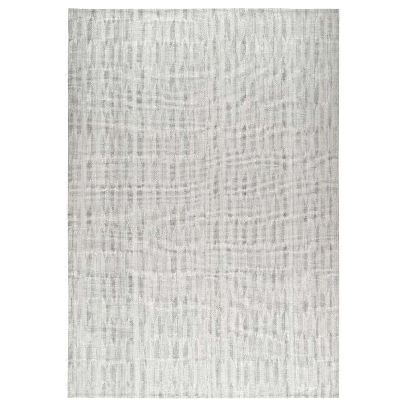 Modern Handwoven Flatweave Textured Rug in Grey and Ivory Color For ...