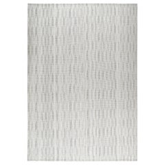 Modern Handwoven Flatweave Textured Rug in Grey and Ivory Color