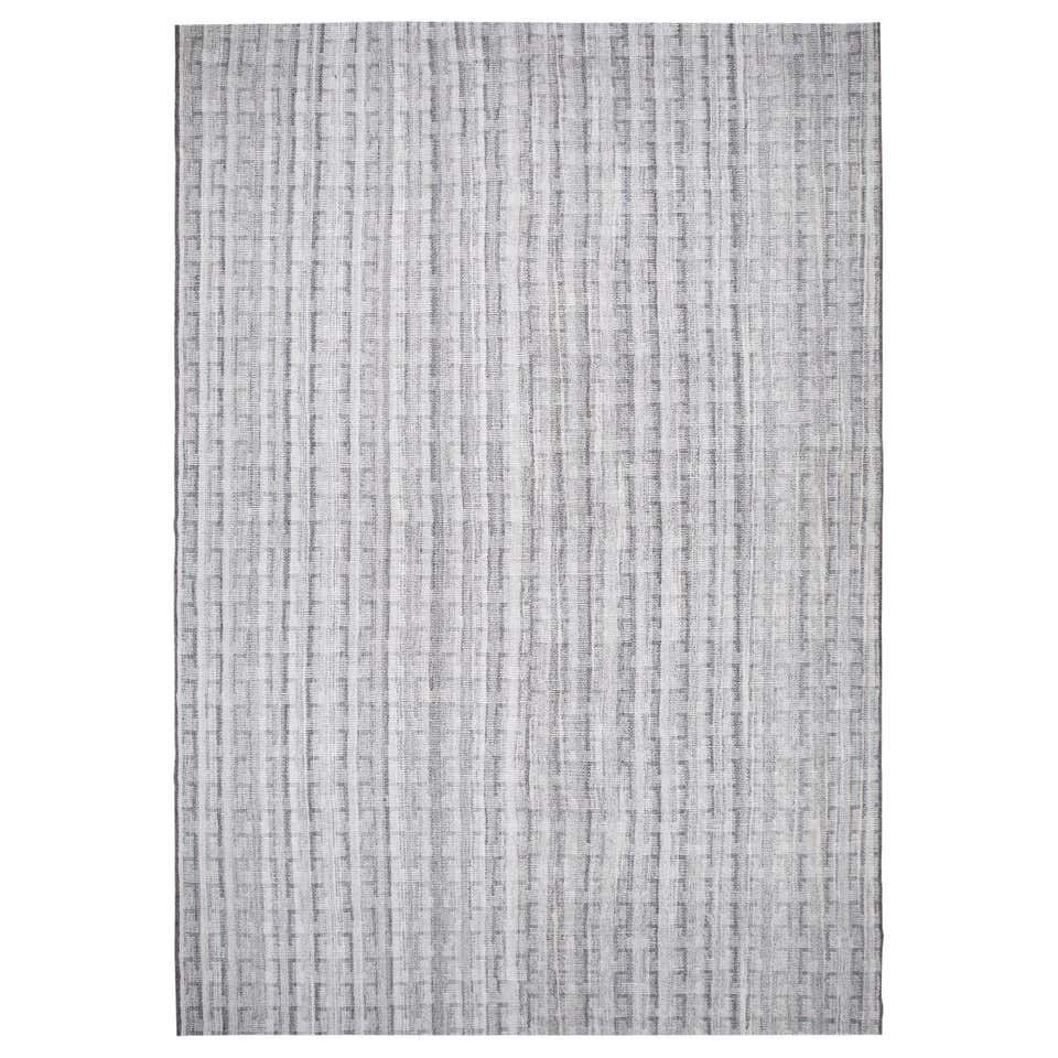 Modern Handwoven Flatweave Textured Rug in Grey and Ivory Color For ...
