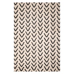 The Moderns Modern Handwoven Flatweave Jute Kilim Rug White & Black Hatari