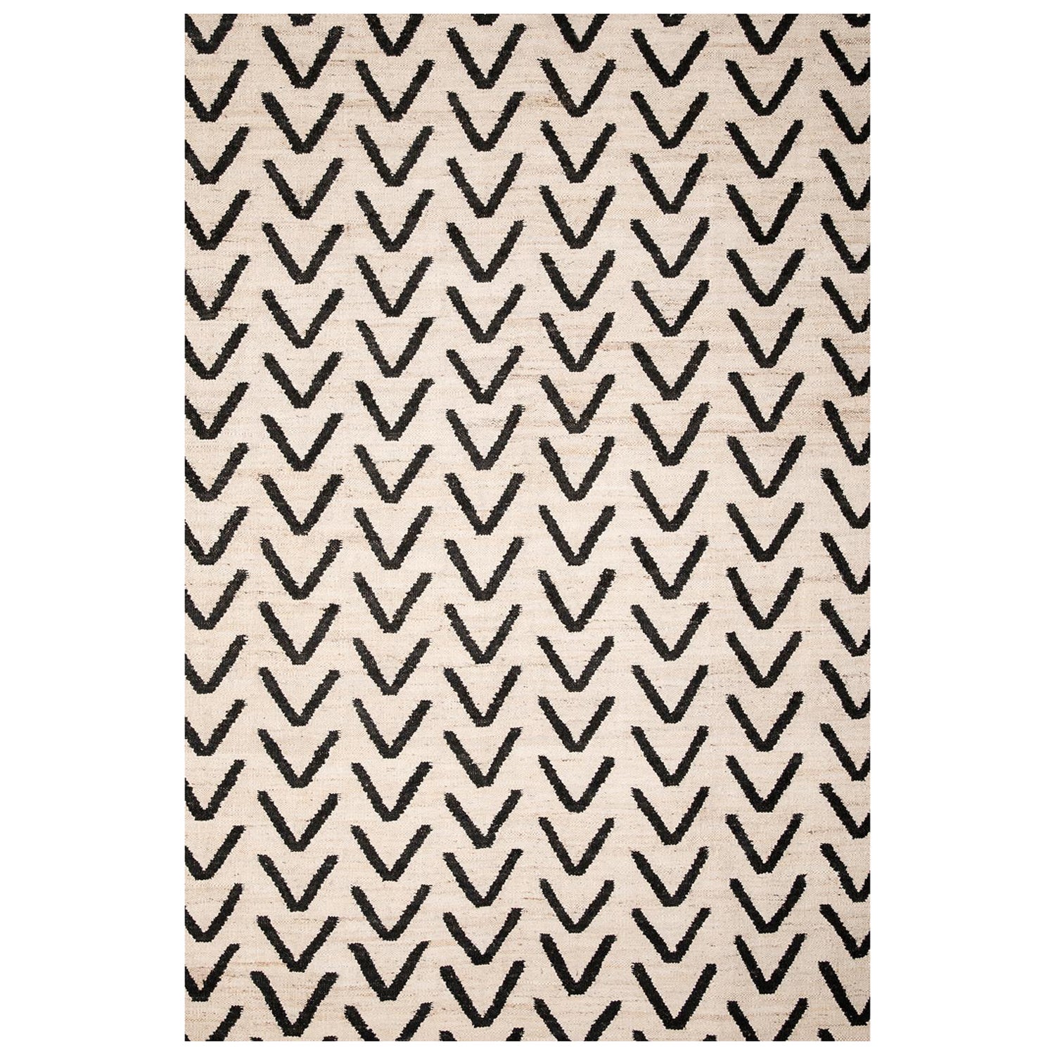 Tappeto moderno in iuta a tessitura piatta intrecciata a mano Rug & Kilim bianco e nero