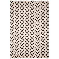 Alfombra Moderna Tejida a Mano en Yute Kilim Blanco y Negro Hatary