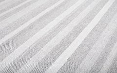 Modern Handwoven Flatweave Stripe Rug in Grey and Ivory Color