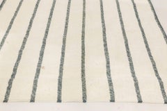 Modern Handwoven Indian Dhurrie Runner in Ivory with Indigo by Doris Leslie Blau