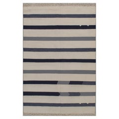 Modern Handwoven Ivory Kilim  4'1 x 6'2