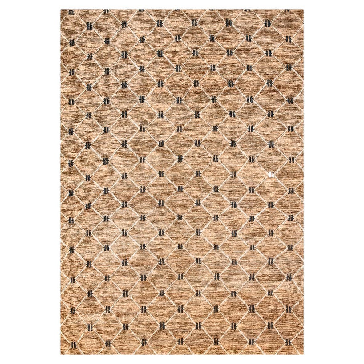 Moderner handgewebter Jute-Teppich von Kilombo Home, Naturfarben mit Diamanten