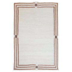 Modern Handwoven Jute Carpet Rug in Ivory & Light Brown Valance Serenity