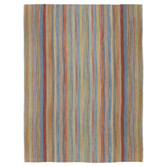 Moderner handgewebter Kelim aus dem Iran - natürliche Wolle in lebhaftem Streifendesign