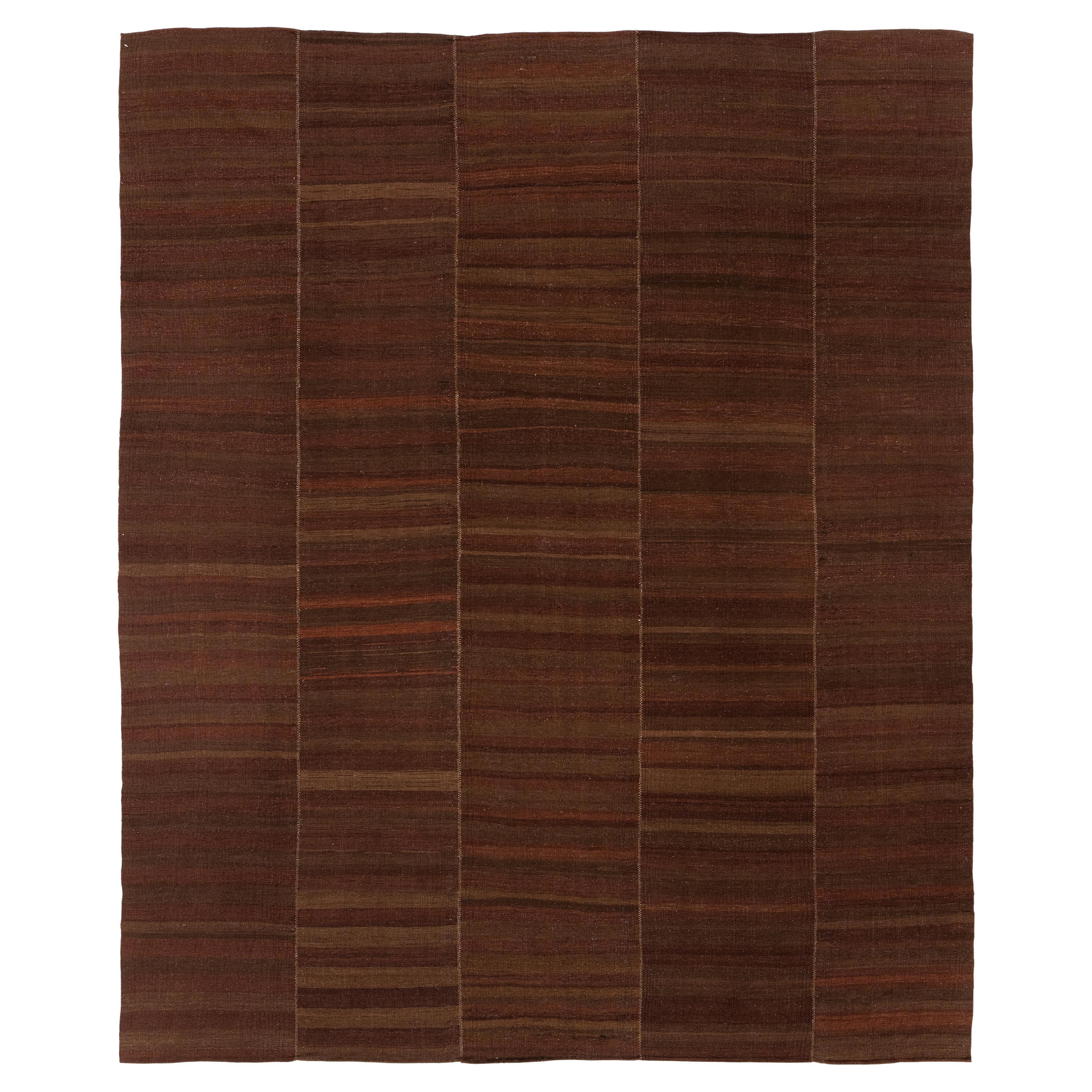 Kilim moderno tessuto a mano dall'Iran - Lana naturale nei toni caldi della terra