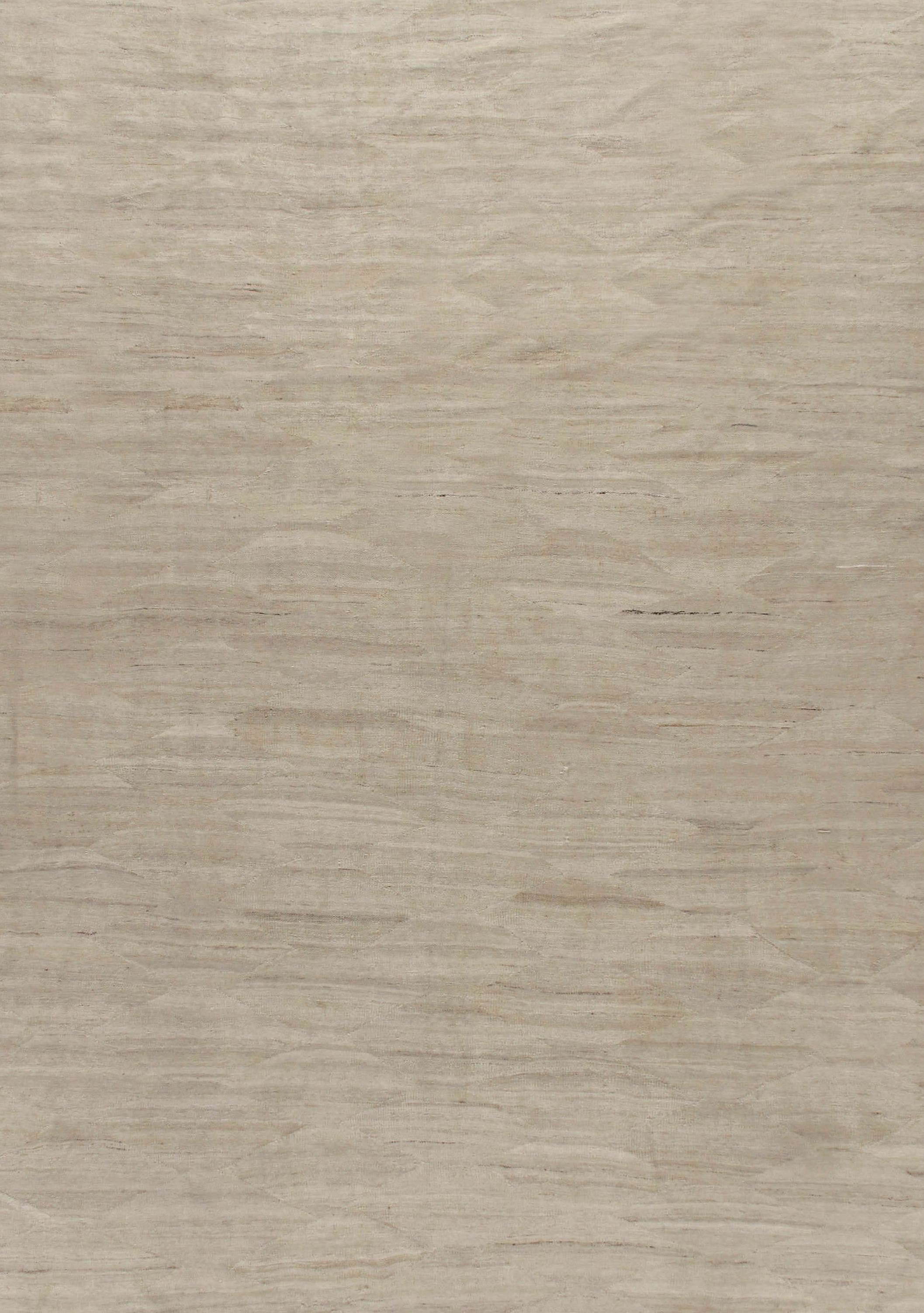 Moderner handgewebter elfenbein-beiger Kilim-Teppich  9'2 x 11'9 (Wolle) im Angebot