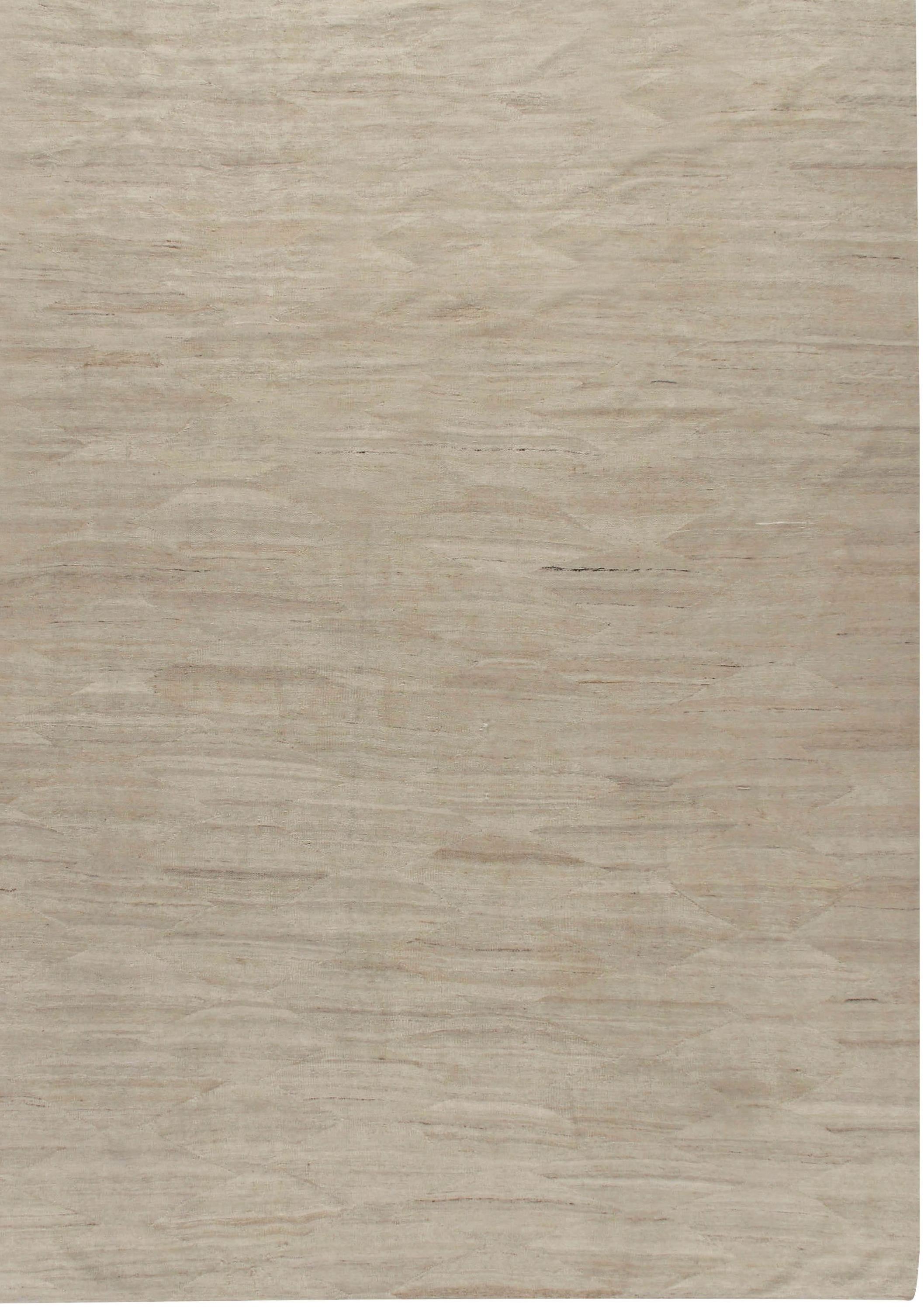 Moderner handgewebter elfenbein-beiger Kilim-Teppich  9'2 x 11'9 im Angebot 1