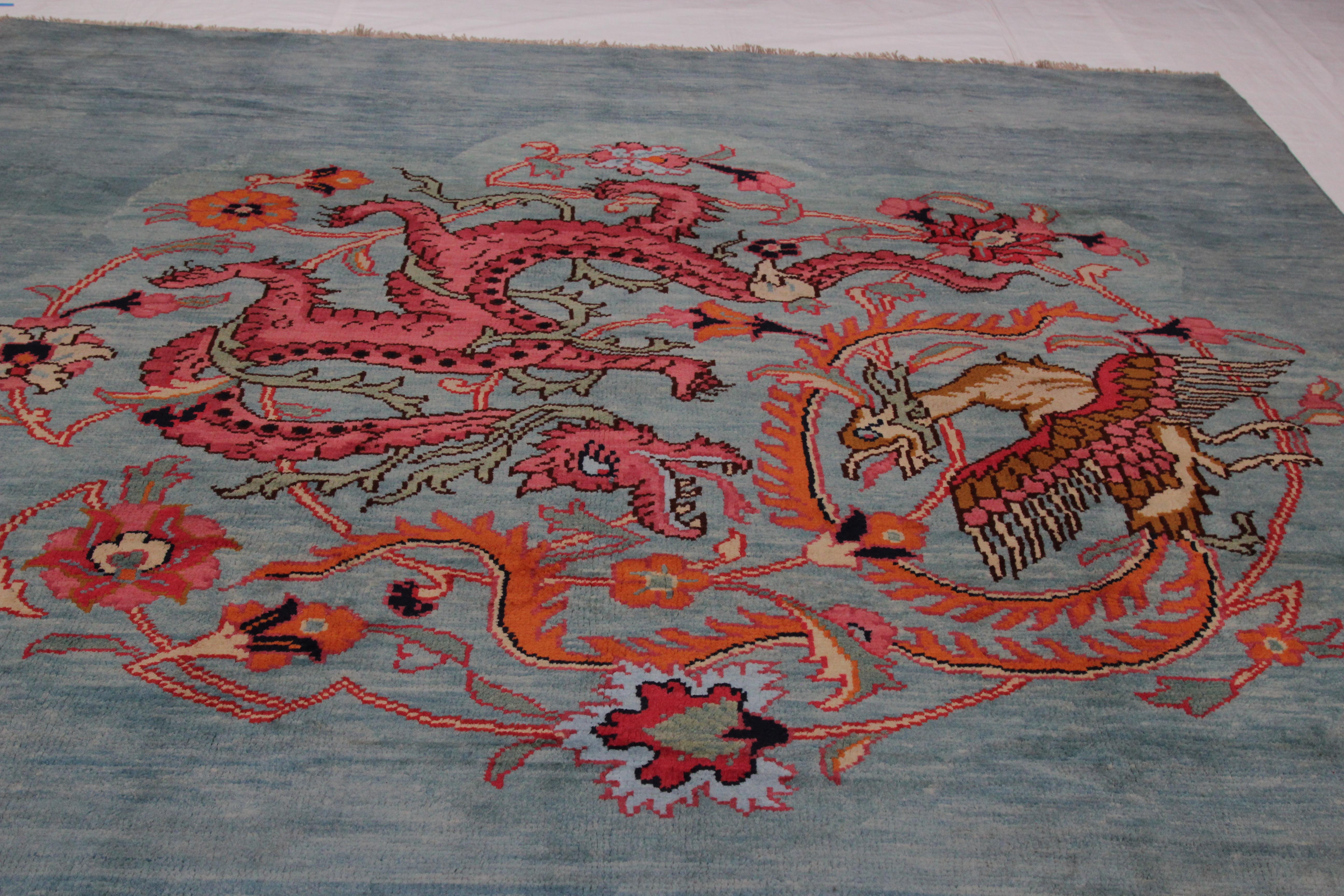 Modern Handwoven Persian Sultanabad Dragon Rug For Sale 1