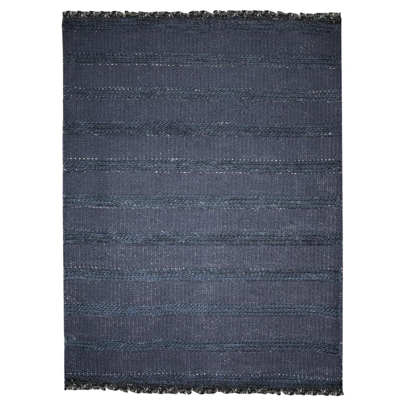 Modern Handwoven Polypropylene Outdoor Braided Rug Carpet Blue Trevi