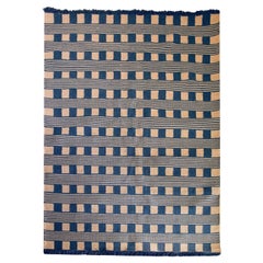 Modern Handwoven Polypropylene Outdoor Rug Carpet Blue&Beige Trattoria