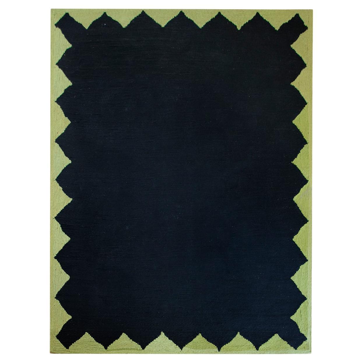Alfombra de exterior moderna tejida a mano en polipropileno Verde y Negro Gelato