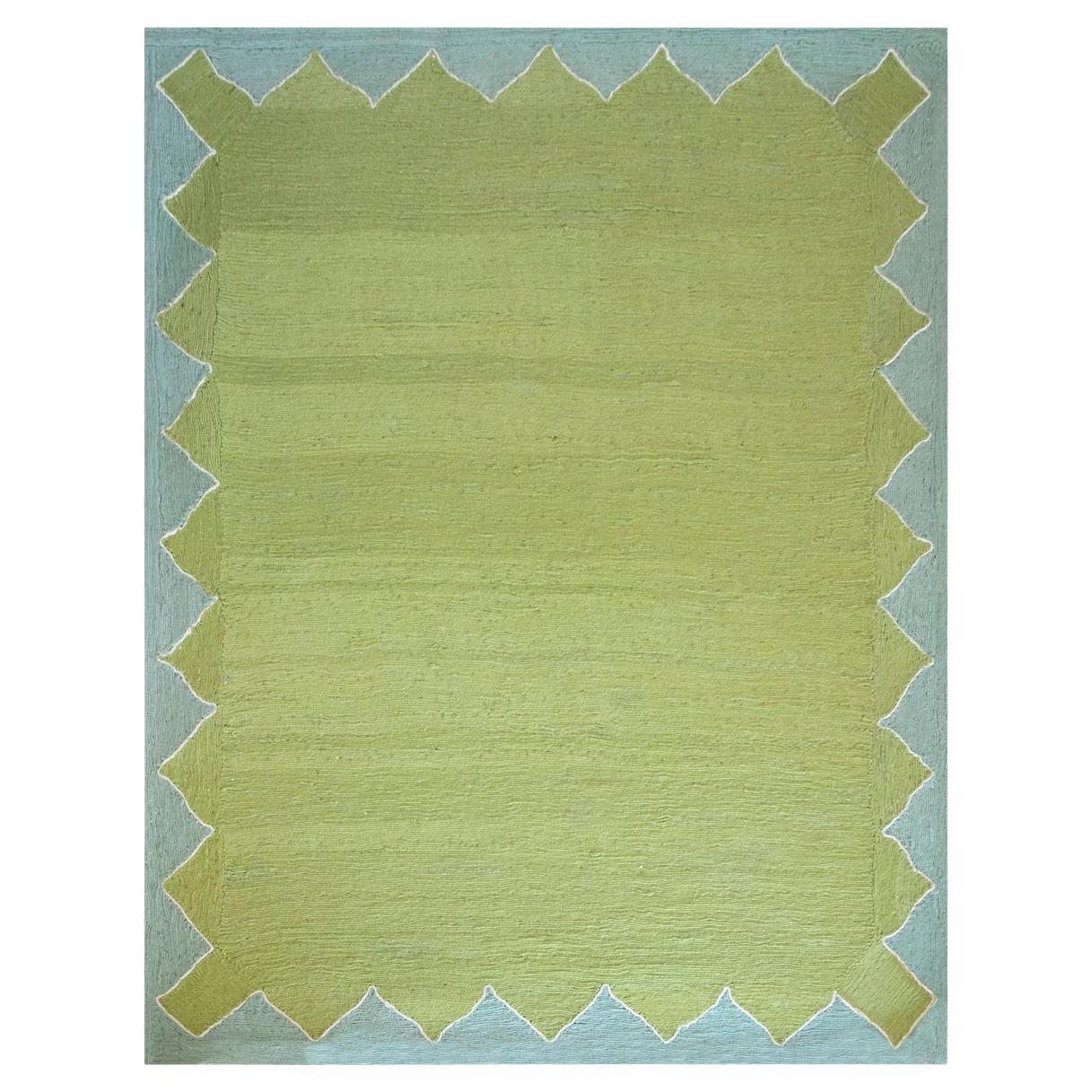 Alfombra de exterior moderna tejida a mano en polipropileno Gelato verde claro y turquesa en venta