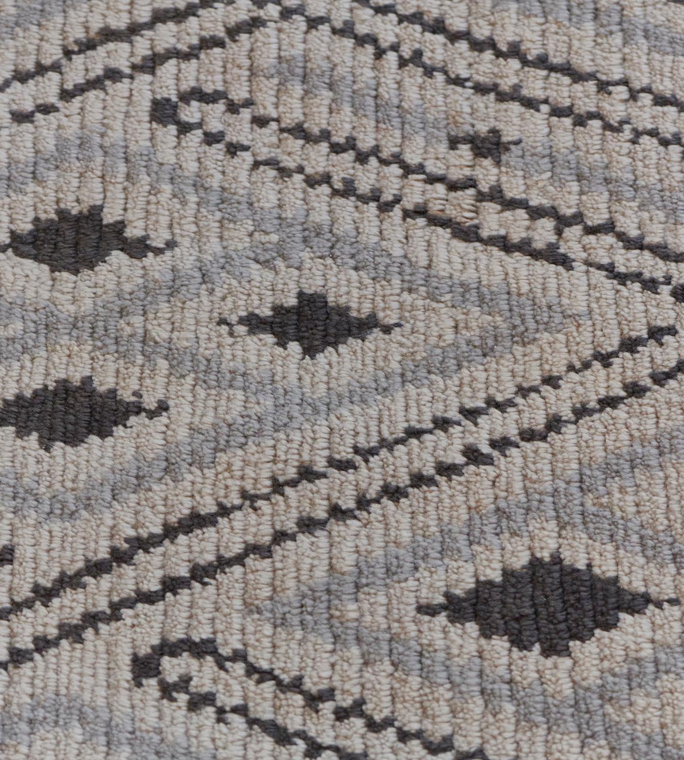 Hand-Knotted Modern Handwoven Ribbed Wool Rug For Sale