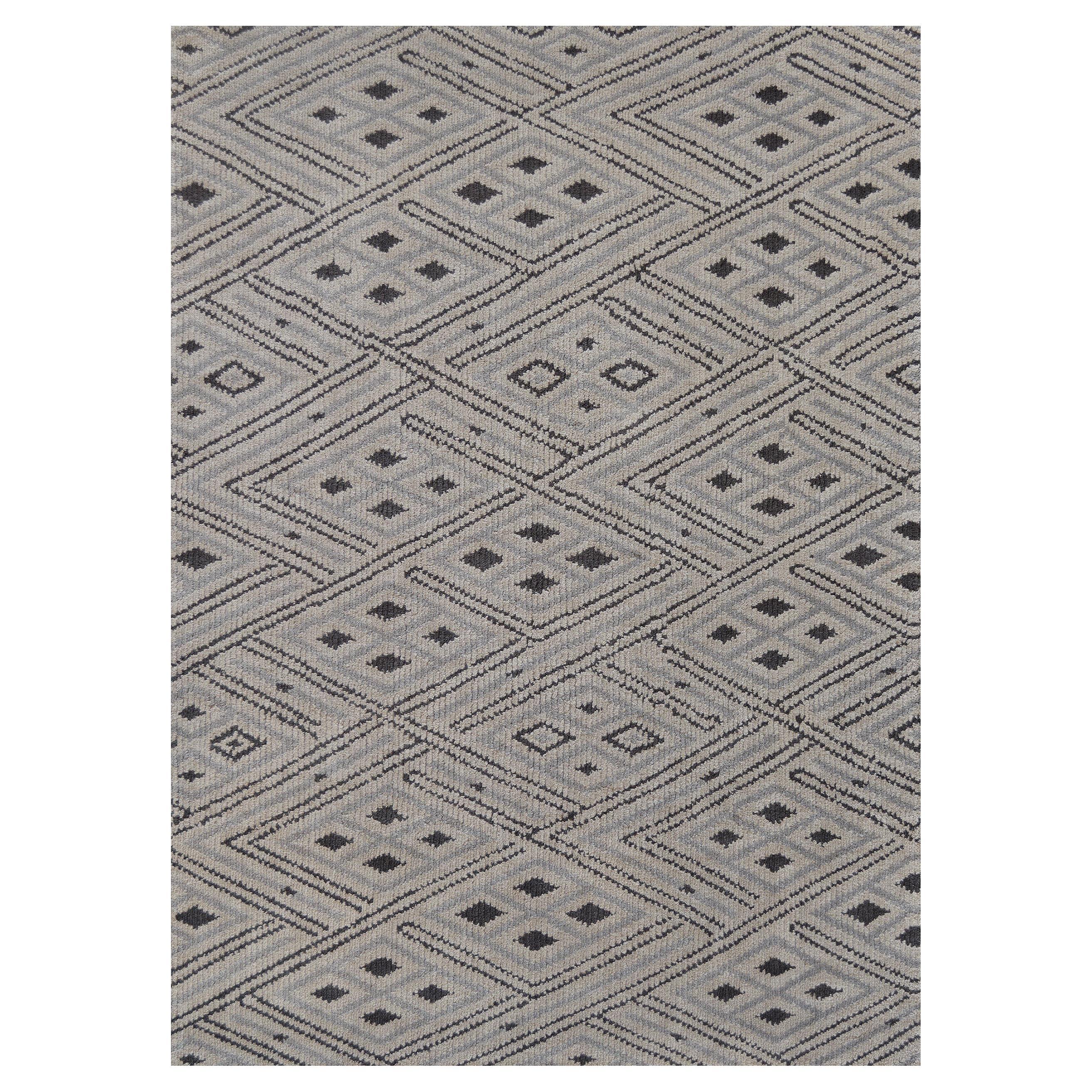Modern Handwoven Ribbed Wool Rug For Sale