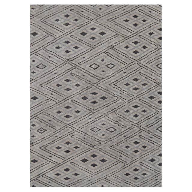 Modern Wool Diamond Pattern Handwoven Rug For Sale at 1stDibs