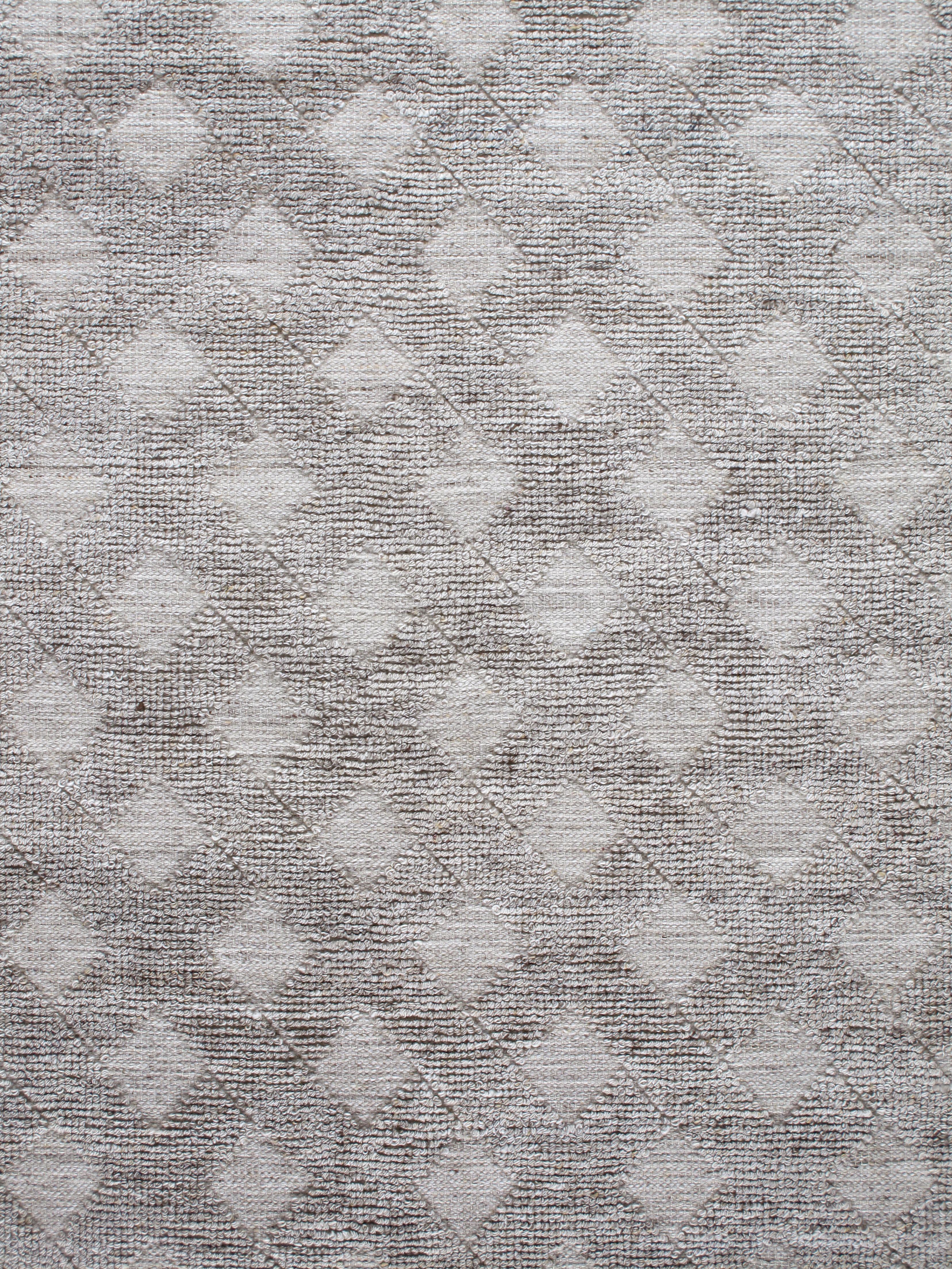 Moderner handgewebter Teppich aus neuseeländischer Merinowolle - neutrale, minimale Geometrie im Angebot 1