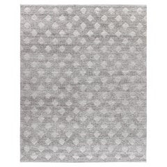 Moderner handgewebter Teppich aus neuseeländischer Merinowolle - neutrale, minimale Geometrie