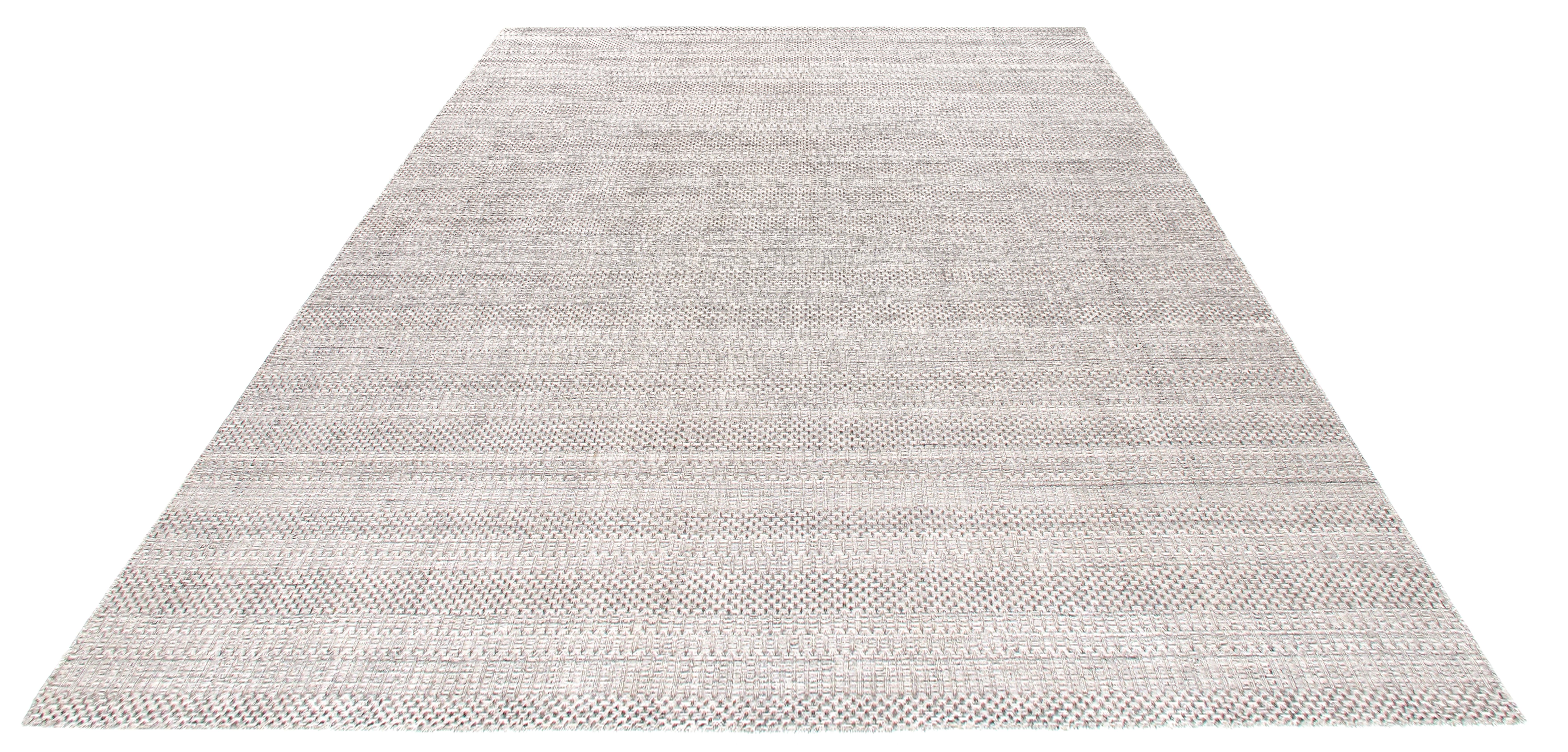 Tappeto moderno tessuto a mano  Lana Merino della Nuova Zelanda in un design neutro e minimale in vendita 1