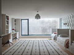 Modern Handwoven Wool Rug Carpet Tartan White, Brown & Dark Grey Elegant