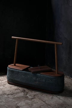 Modern Hanger Storage and Shelf in Hardwood and Nautical Rope