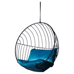Modern Hanging Bubble Chair with Velvet Cushions