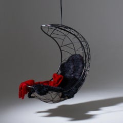 Minimal Steel Hanging Chair in Black for Indoor or Outdoor