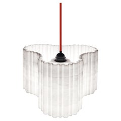 Modern Hanging Lamp White Marble Polished WaterJet Cut Paolo Ulian HandMade