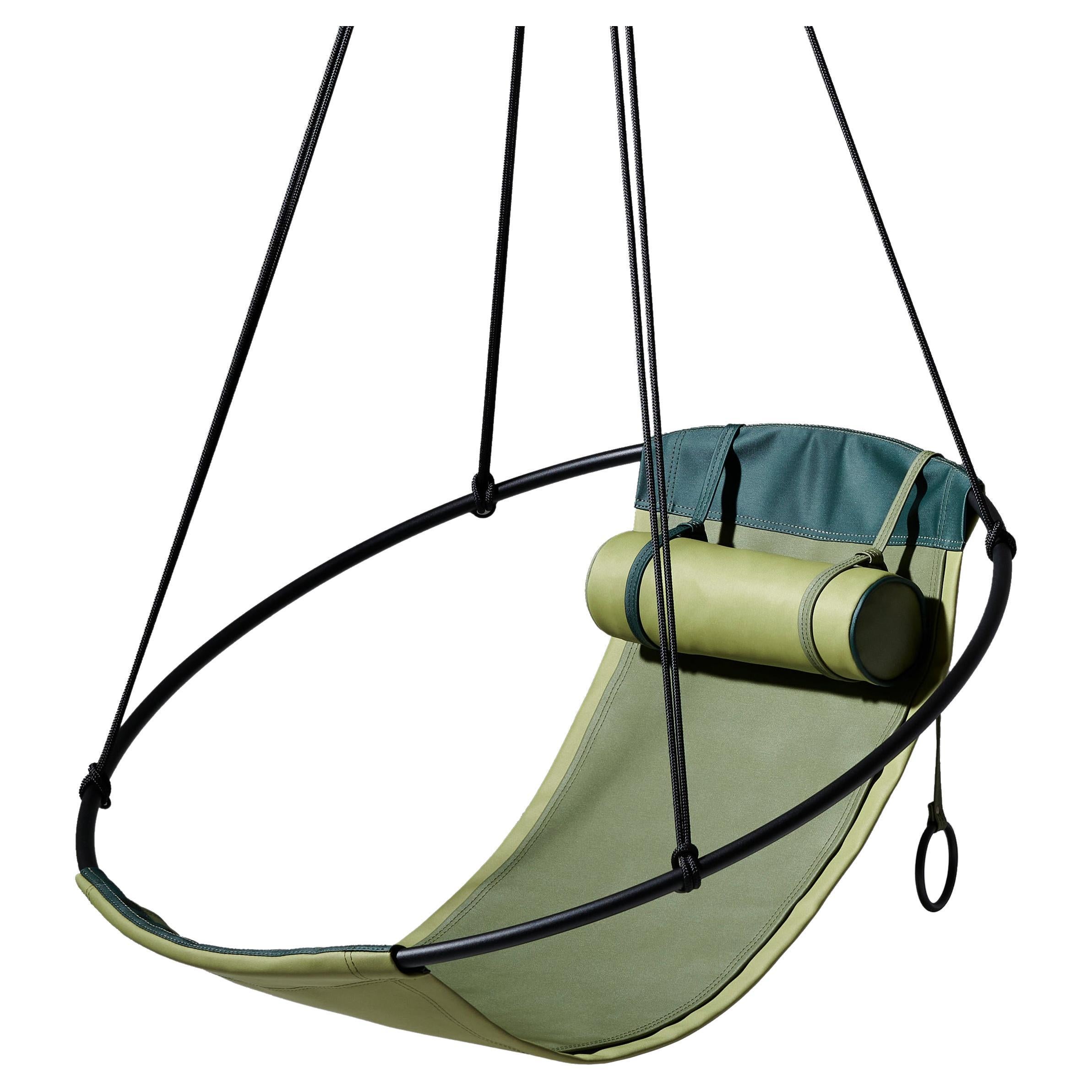 Modern Hanging Sling Chair for Outdoor in Greens, Customisable For Sale