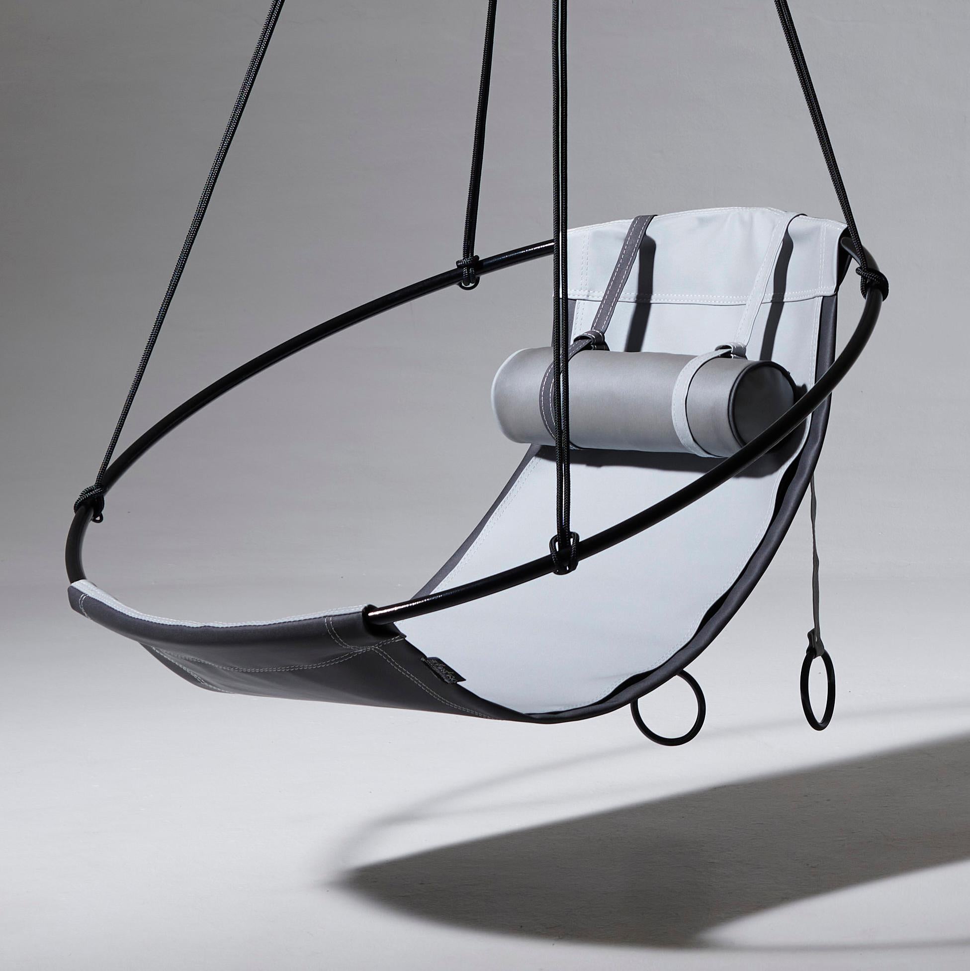 Minimalist Modern Hanging Sling Chair for Outdoor in Greys For Sale