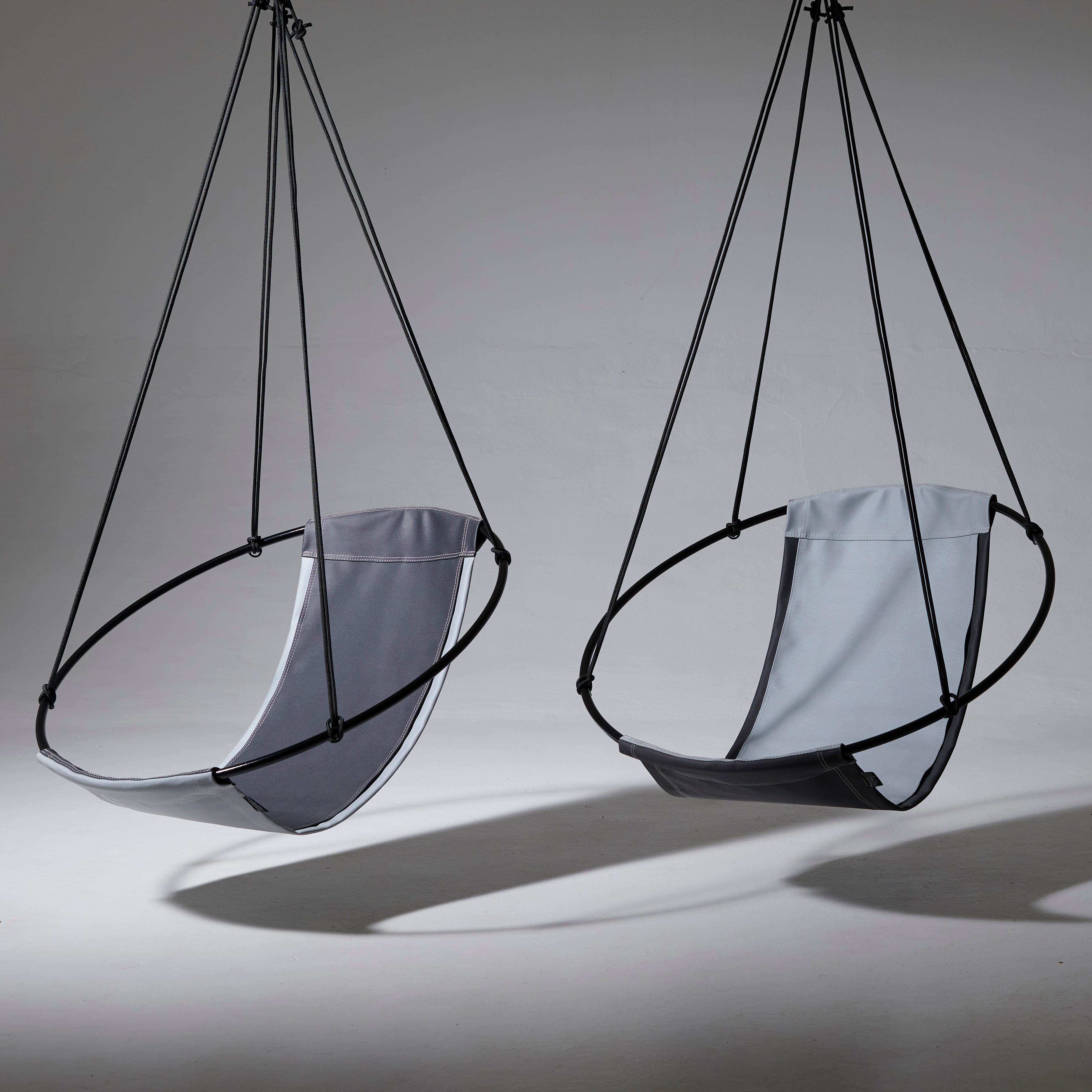 Galvanized Modern Hanging Sling Chair for Outdoor in Greys For Sale
