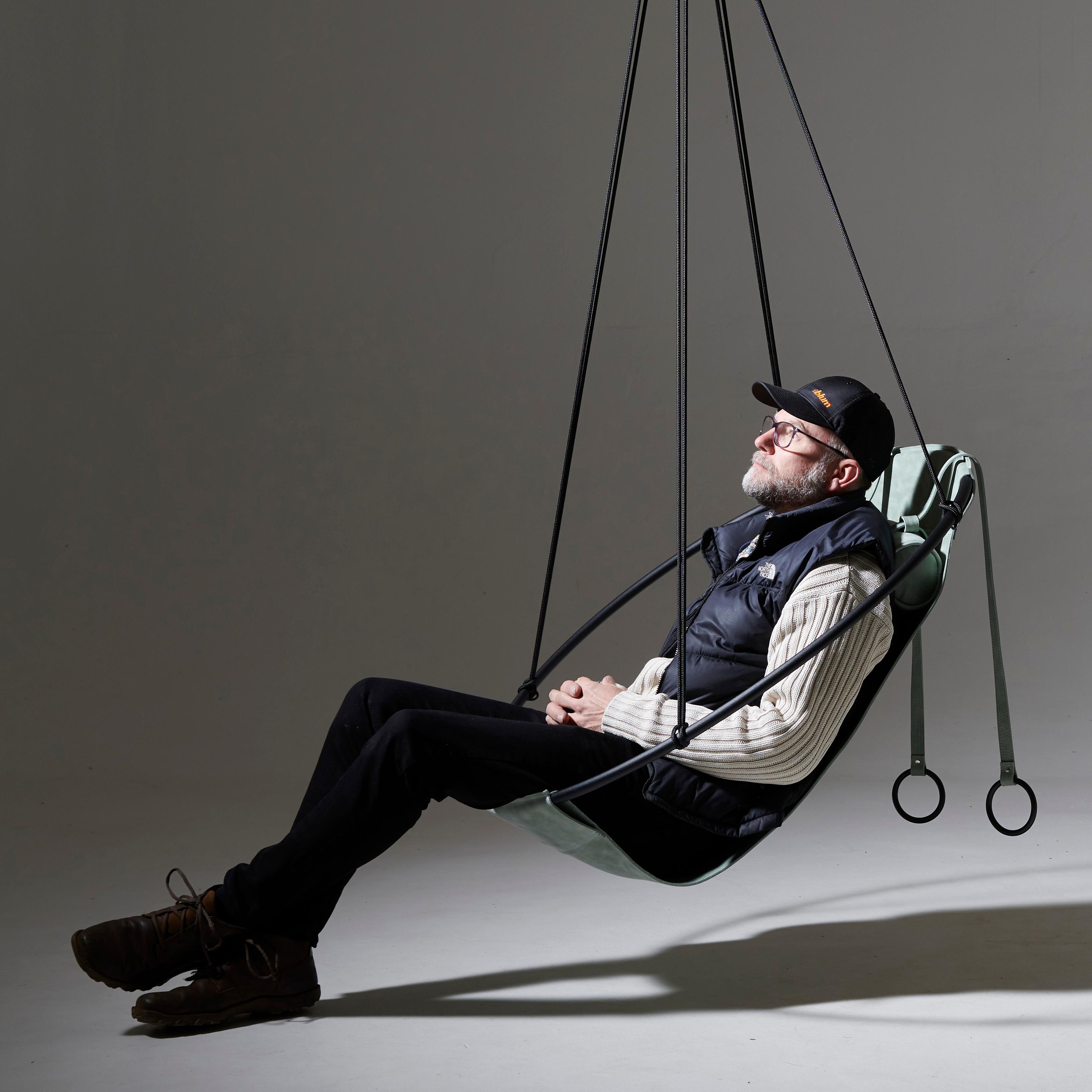 Minimalist Modern Hanging Swing Chair, Indoor Swing, Sage Green, Special Edition