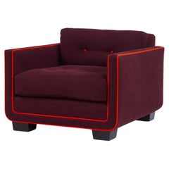 Modern Harrison Tufted Chair with Curved Base Detail by Martin & Brockett