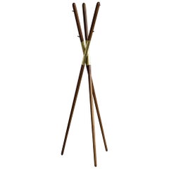 Modern Hashi Coat Rack in Walnut and  Polished Brass by Ordinal Indicator 