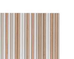 Modernes Kopfteil aus Eiche und lackierten Holzstreifen in Calming-Schirmen in Beige