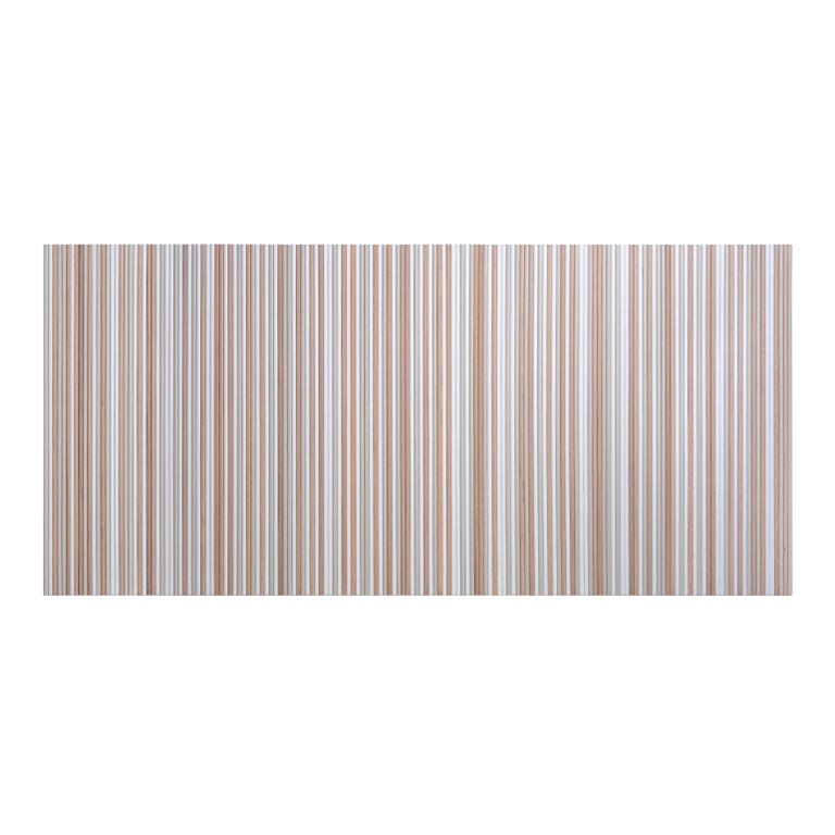 Contemporary Modern Headboard with Oak and Lacquered Wood Strips in Calming Shades of Beige For Sale