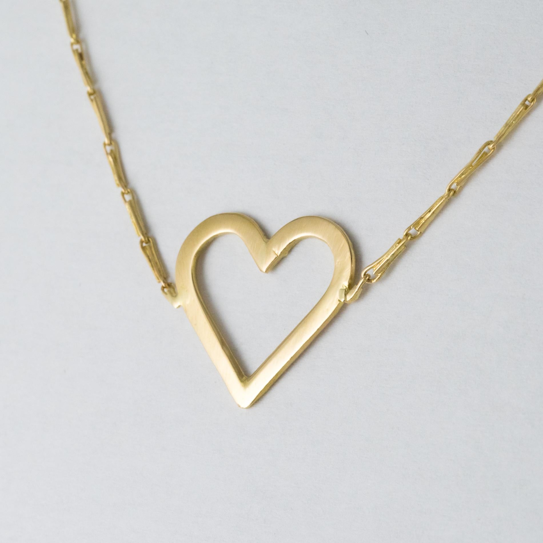 Modern Heart Pattern 18 Karat Yellow Gold Necklace 1