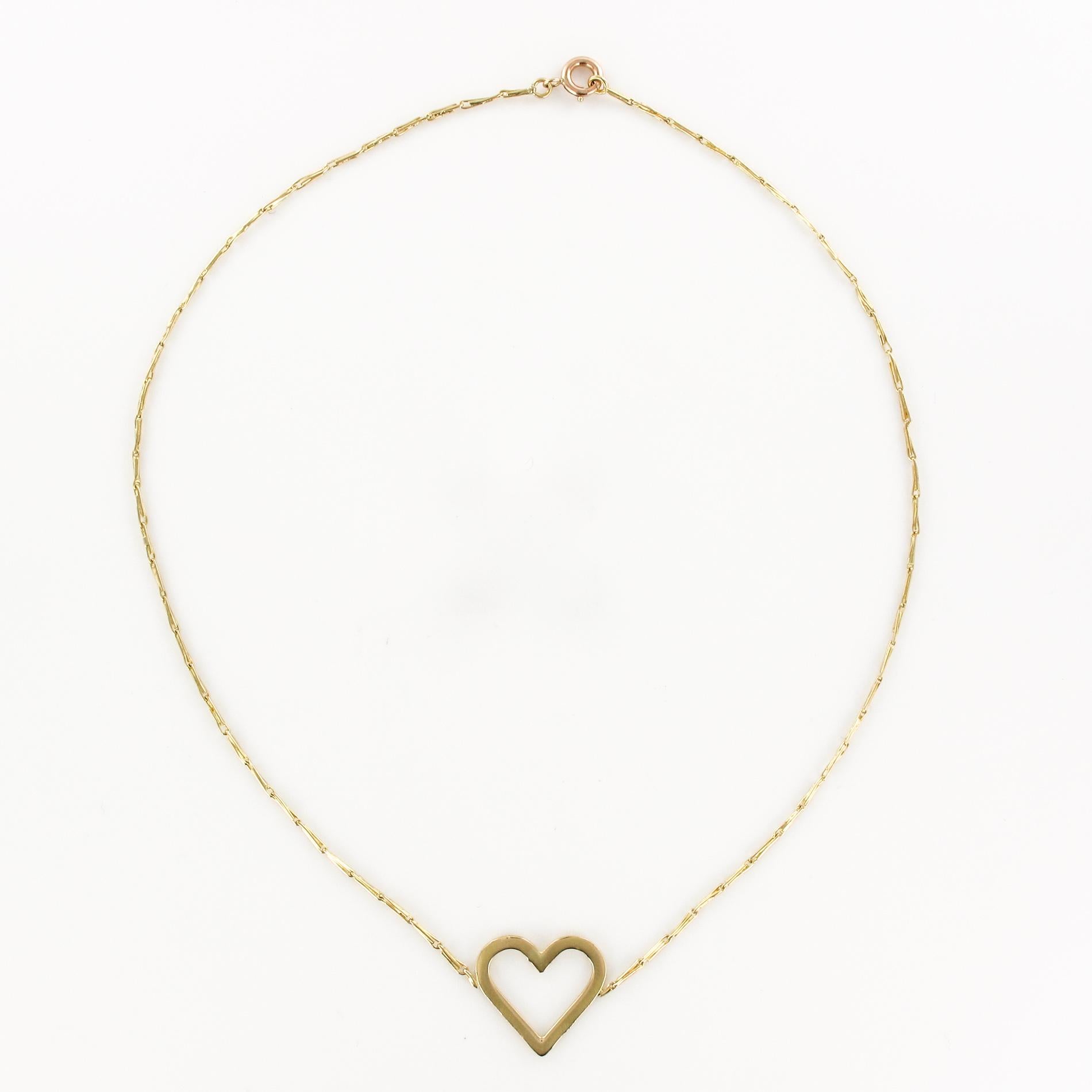 Modern Heart Pattern 18 Karat Yellow Gold Necklace 5