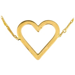 Modern Heart Pendant 18 Karat Yellow Gold Chain Necklace
