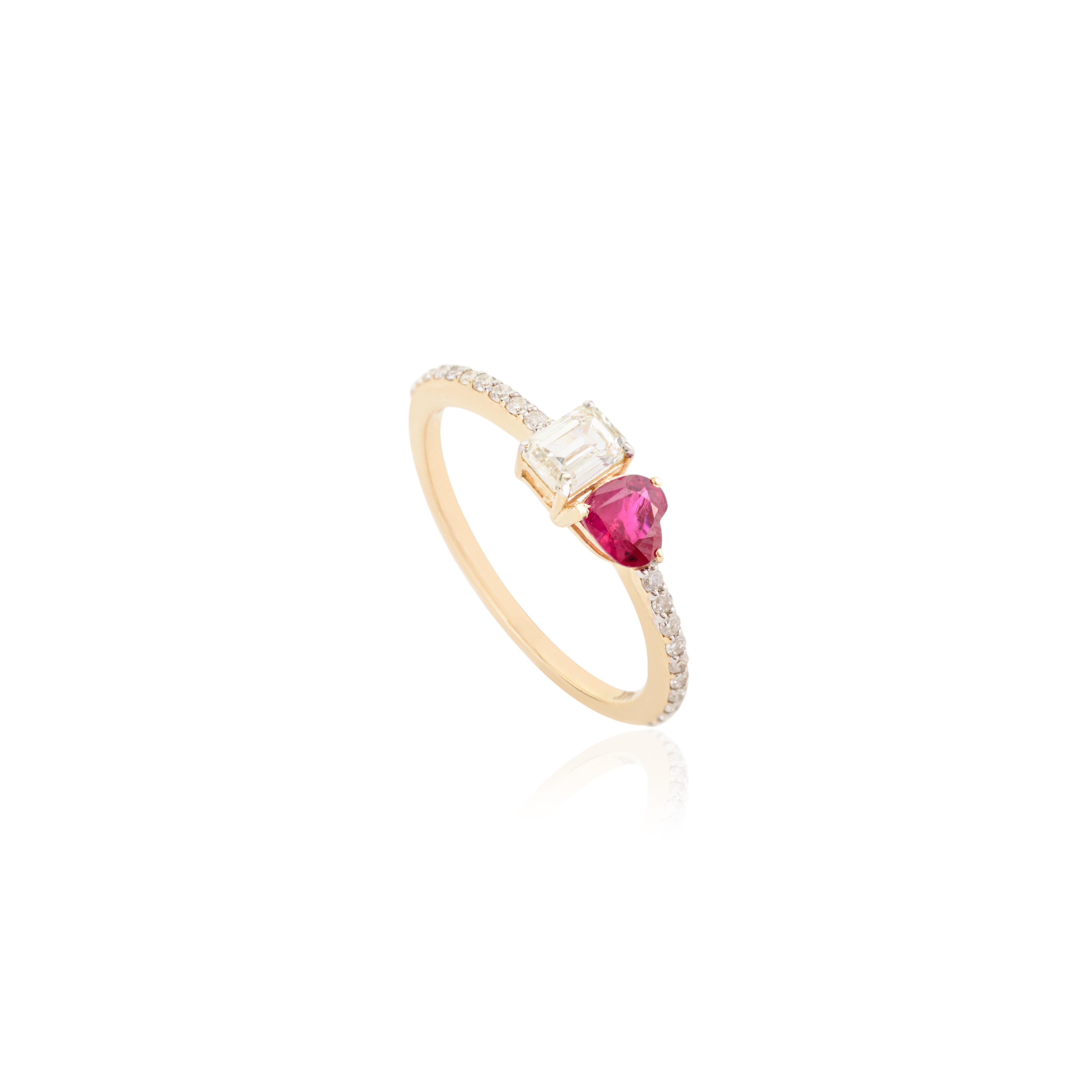 in vendita:  Anello di proposta moderno con rubino e diamante a cuore, regalo per A. Valentin in oro giallo 14k 3