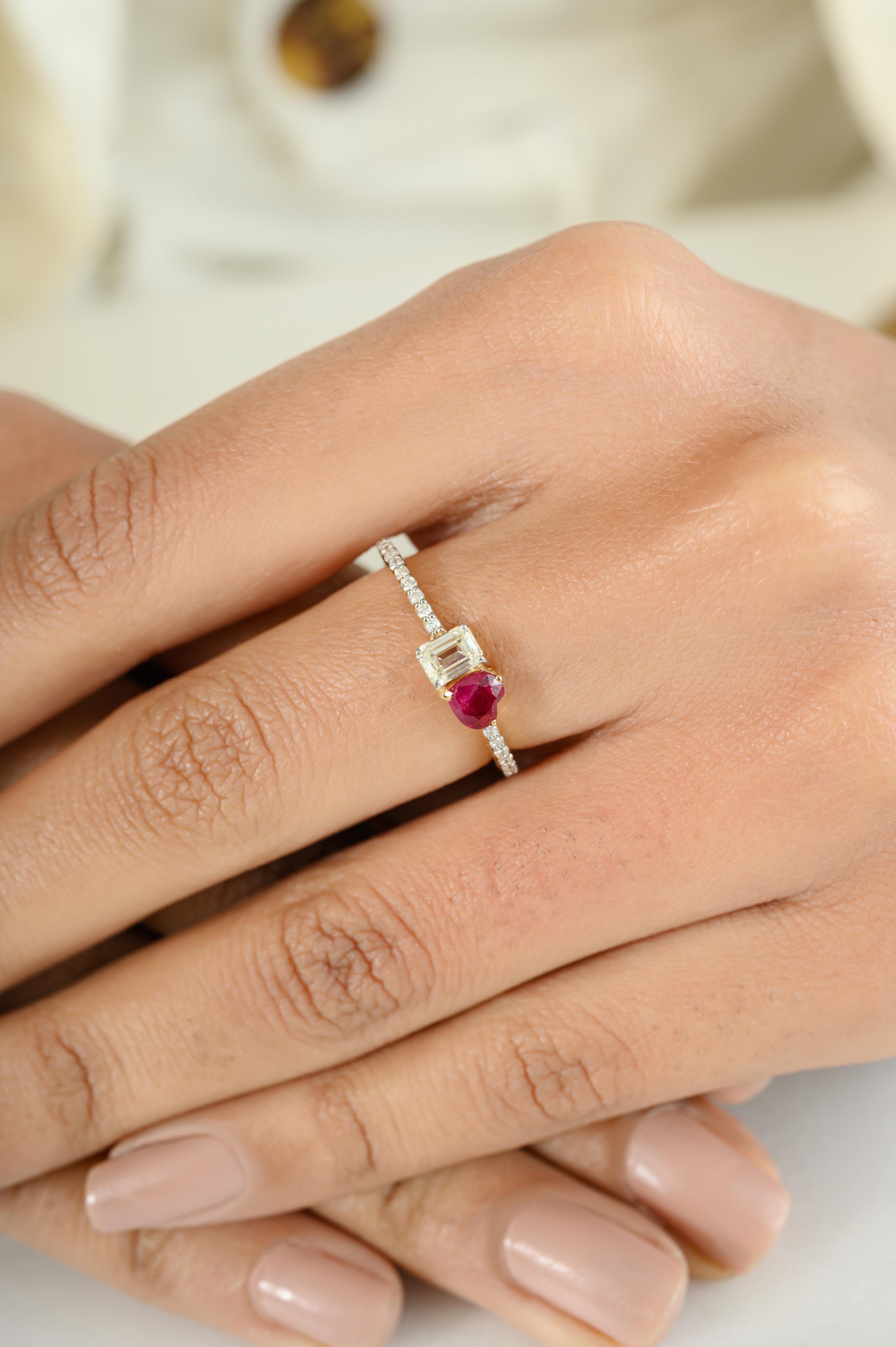 in vendita:  Anello di proposta moderno con rubino e diamante a cuore, regalo per A. Valentin in oro giallo 14k 4