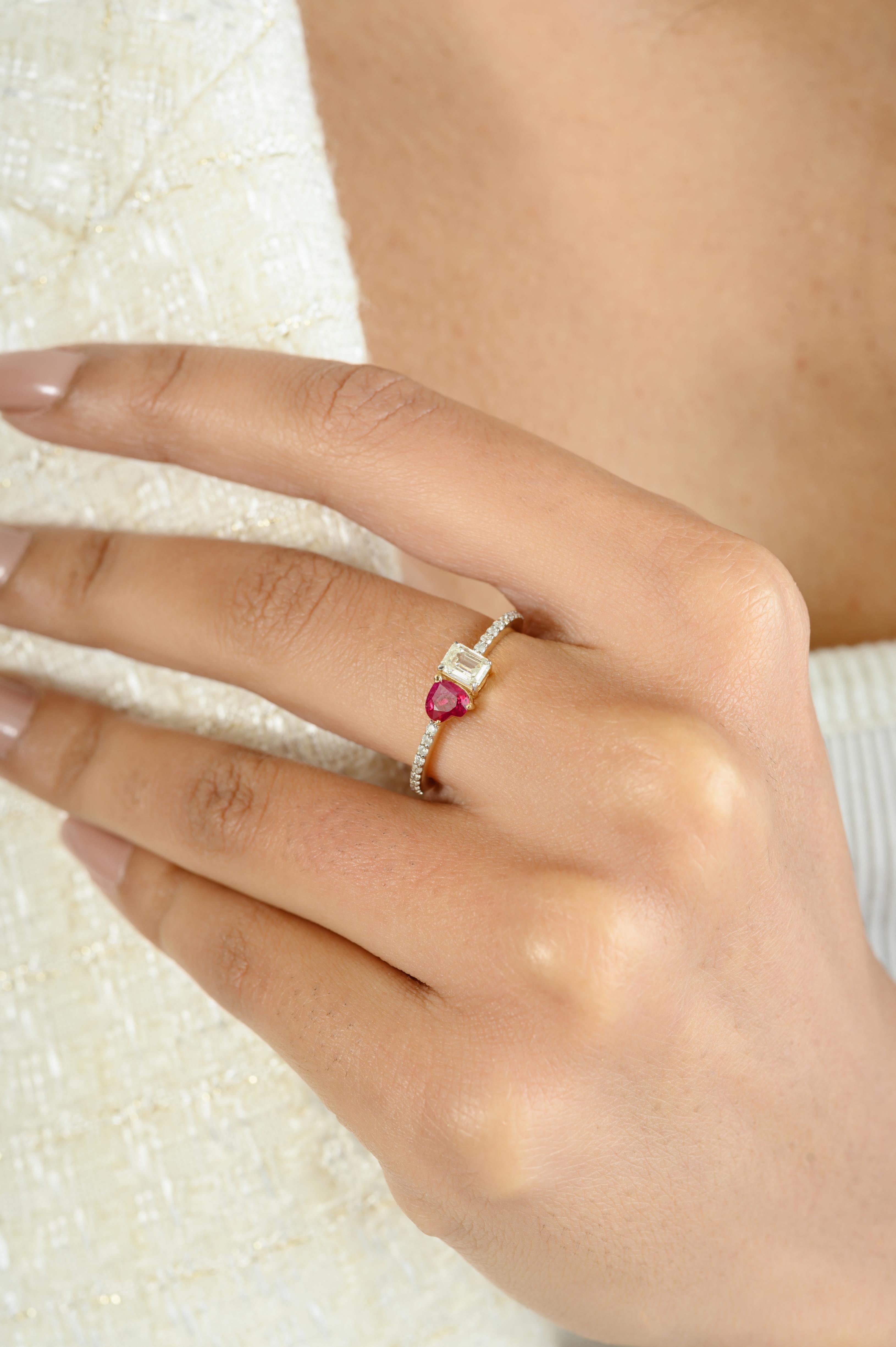 in vendita:  Anello di proposta moderno con rubino e diamante a cuore, regalo per A. Valentin in oro giallo 14k 6